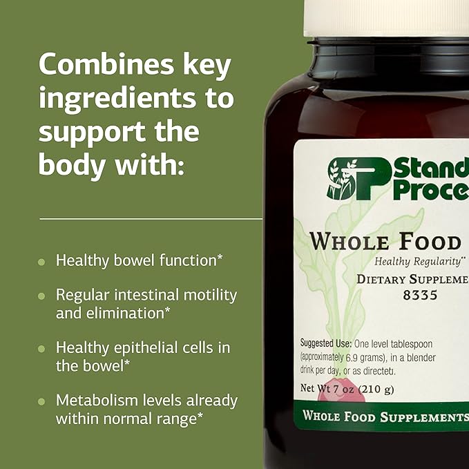 Standard Process - Whole Food Fiber - Daily Fiber Supplement for Digestive Health & Gut Support - High Fiber Powder with Soluble & Insoluble Fiber - Non-Dairy, Non-Soy & Gluten-Free - 7 oz (210 g)