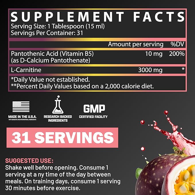 Nutrex Research Liquid Carnitine 3000 | Passionfruit Guava | Premium Liquid Carnitine, Stimulant Free