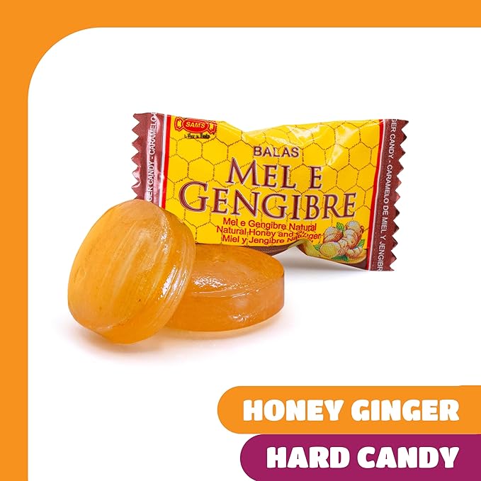 Honey Ginger Hard Candy - 2 Pound Bulk Pack (About 200 Count) - Individually Wrapped