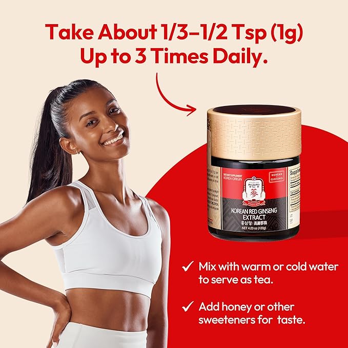Korean Red Ginseng Extract Paste (Hong SAM JUNG) - Panax Ginseng Adaptogen Supplements - Energy Boost & Immune Support, Caffeine Free & Gluten Free (120g, 4.23 oz)