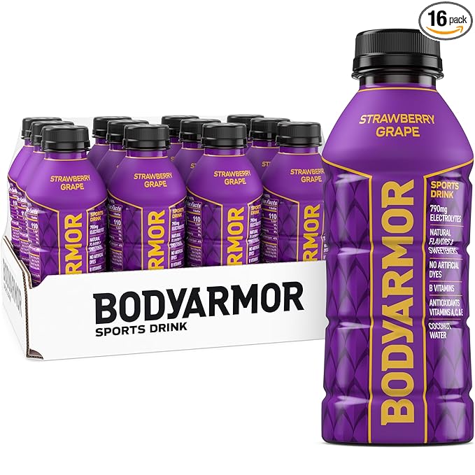 BODYARMOR Sports Drink Sports Beverage, Strawberry Grape, Coconut Water Hydration, Natural Flavors With Vitamins, Potassium-Packed Electrolytes, Perfect For Athletes, 16 Fl Oz (Pack of 12)