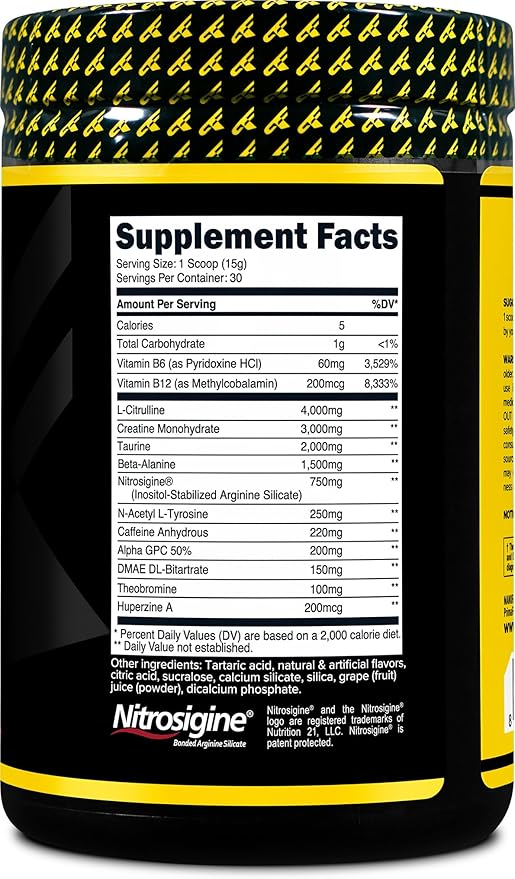 Primaforce Pre-Workout Complex Powder (Grape, 30 Servings) - Fitness Supplement for Workout Routine Enhancement, 438g