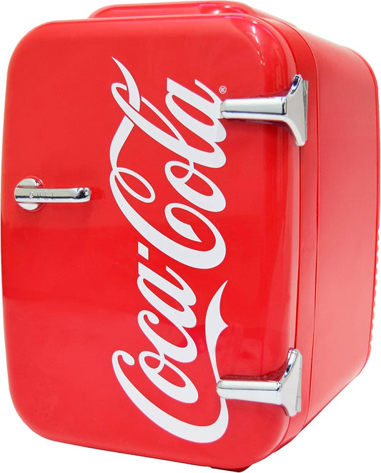 Cooluli Retro Coca-Cola Mini Fridge for Bedroom - Car, Office Desk & College Dorm Room - 4L/6 Can 12V Portable Cooler & Warmer for Food, Drinks & Skincare - AC/DC and Exclusive USB Option (Coke, Red)