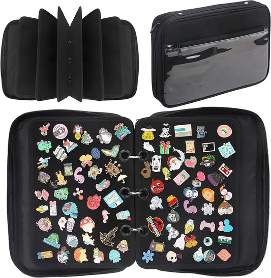 Enamel Pin Display Pages Pin Carrying Case, Pins Collection Storage Organizer Case, Travel Brooch Pin Display Bag (Pins Not Included)