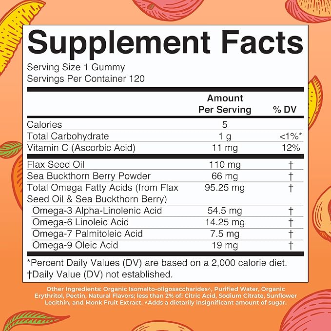 MaryRuth Organics Vegan Omega 3 6 7 9 Gummies | Up to 4 Month Supply | Omega 3 Supplement with Flaxseed Oil | Omega 3 Gummies | No Fish Taste | Non-GMO | 120 Count