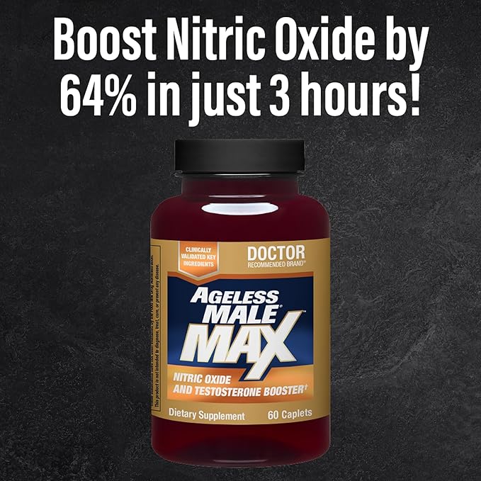 Ageless Male Max Total Testosterone Booster for Men (180 Caplets, 3-Pack)