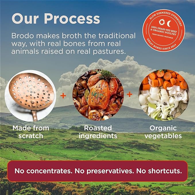 Brodo Classic Variety Pack with Collagen & Protein, Includes Organic Chicken, 100% Grass-Fed Beef, & Hearth Bone Broths for Sipping & Cooking, Nutrient-Dense & Slow-Simmered for Deep Flavor (4 x 25oz)