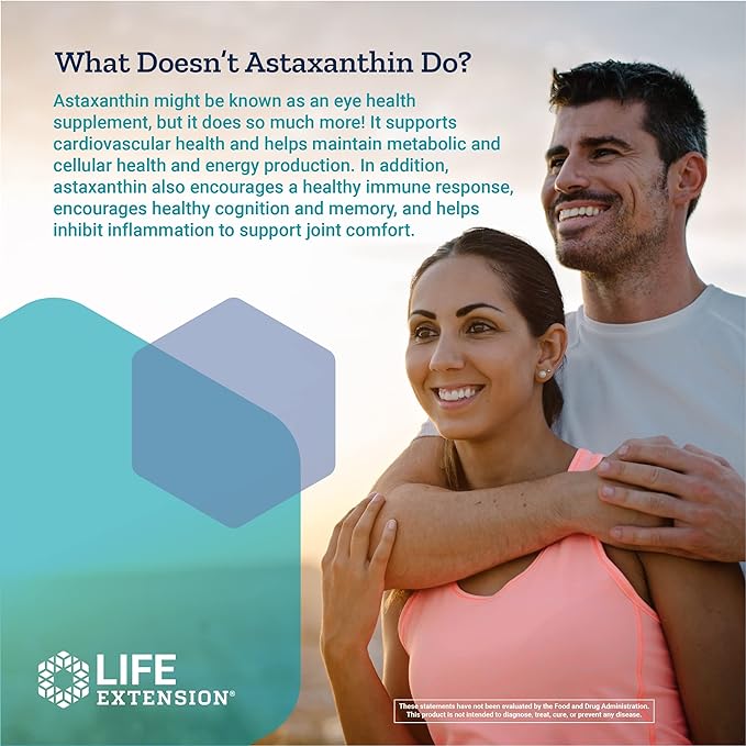 Life Extension Astaxanthin with Phospholipids – Antioxidant Support, Eye Health – Algae-Derived – Gluten-Free, Non-GMO – 30 Softgels