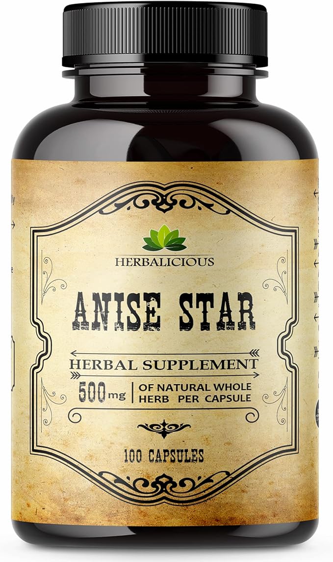 Star Anise Dietary Supplement – 100 Capsules Anise Extract for Men and Women – Natural 1000mg Powerful Formula with No Fillers, Preservatives – Immune Strength, Rich in Antioxidants