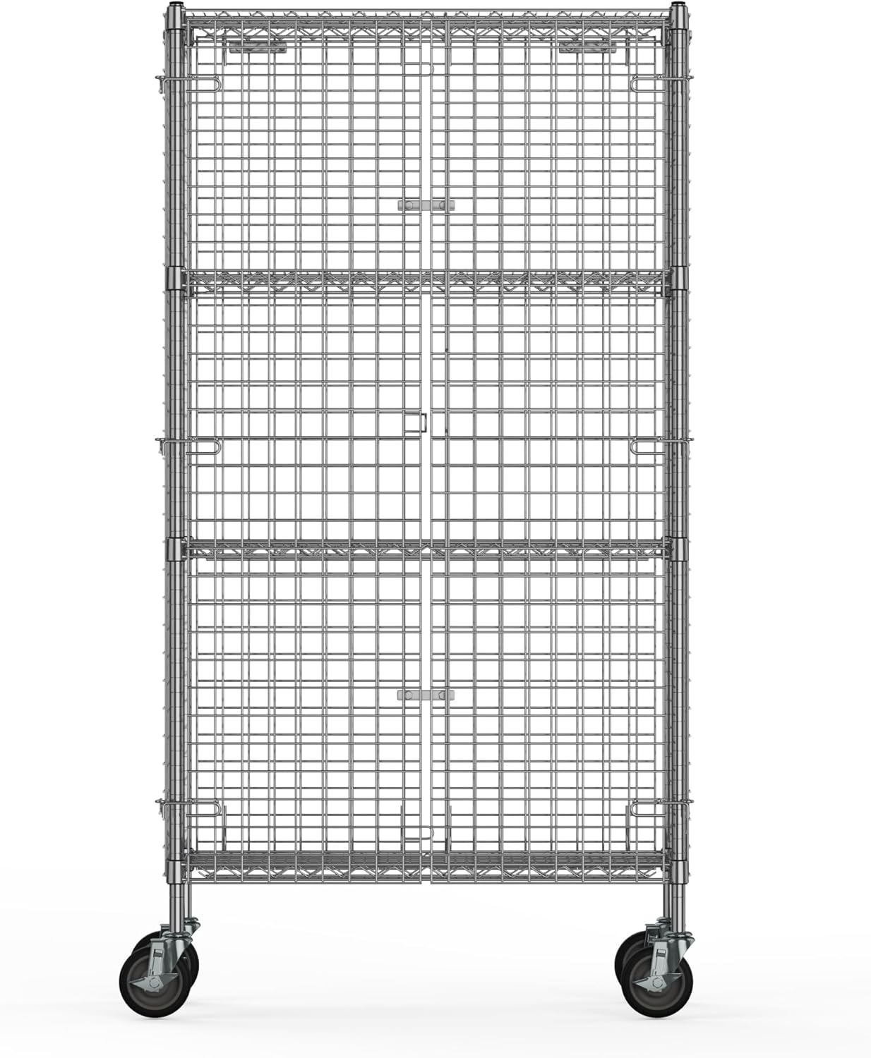 18" W x 36" L x 69" H Heavy Duty Utility Commercial Grade Metal Storage NSF Unit | Chrome Mobile Security Wire Cage Kit