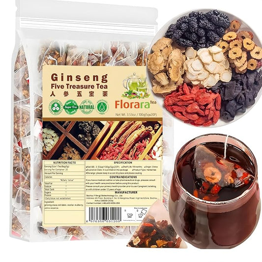 Kidney Tea Formula Ginseng Six Treasure Tea for Detox | 50 Bags | 6 Precious Ingredients Formula | Support Kidney and Liver Health | For Men and Women