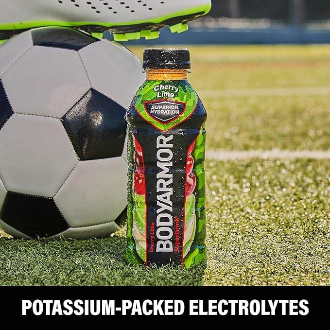 BODYARMOR Sports Drink Sports Beverage, Cherry Lime, Coconut Water Hydration, Natural Flavors With Vitamins, Potassium-Packed Electrolytes, Perfect For Athletes, 16 Fl Oz (Pack of 12)