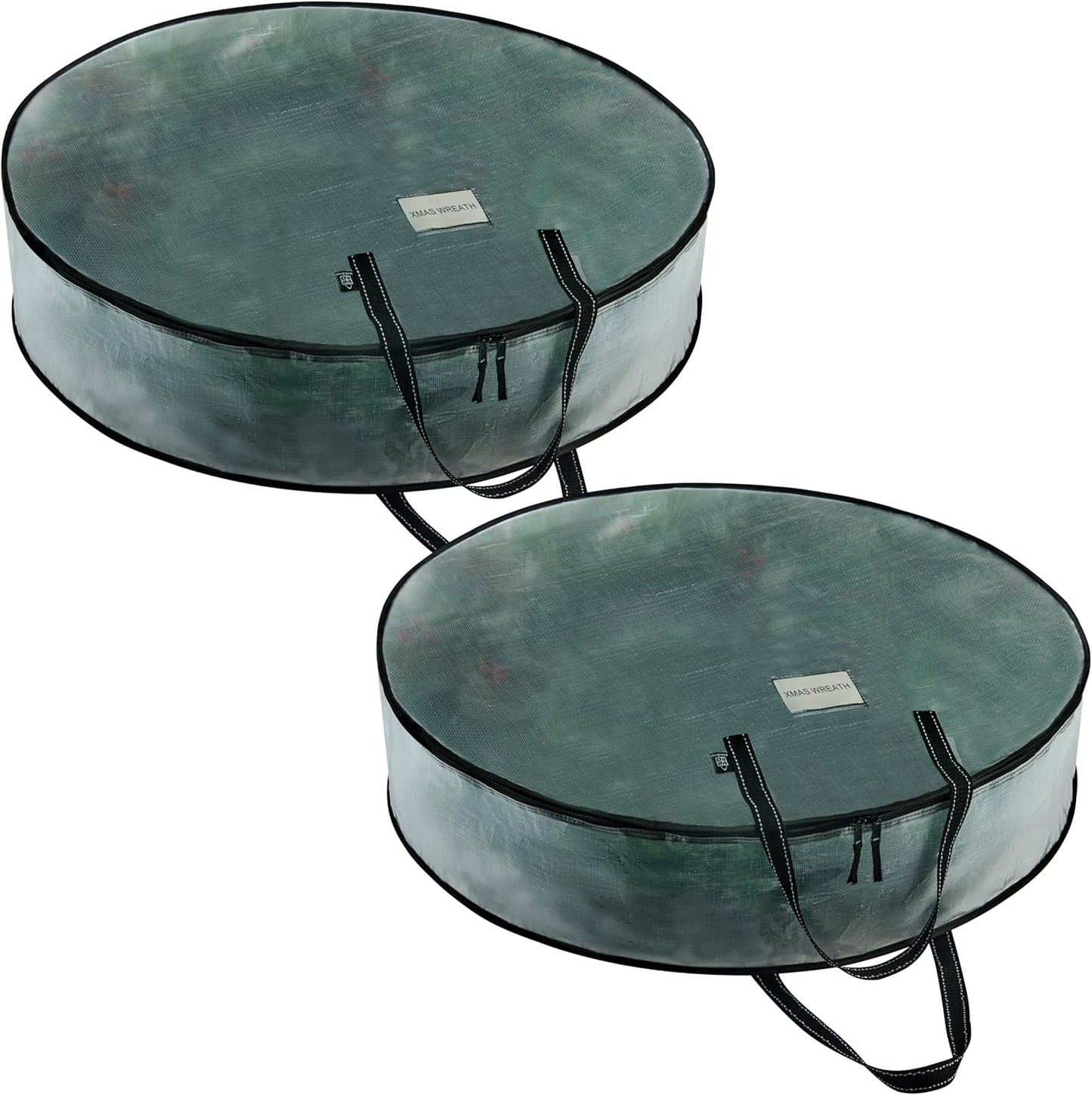 VENO 2 Pack Christmas Wreath Storage Container - 30 Inch Clear Wreath Bag, Christmas Garland and Holiday Decoration Organizers with Zipper and Durable Handles (Clear, 30"-2 Pack)