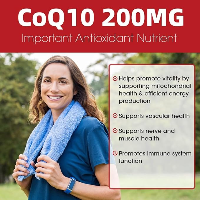 High-Absorption CoQ10 200 mg – Gluten-Free Softgels for Heart, Stamina & Brain Support | 120 Count (60-Day Supply)