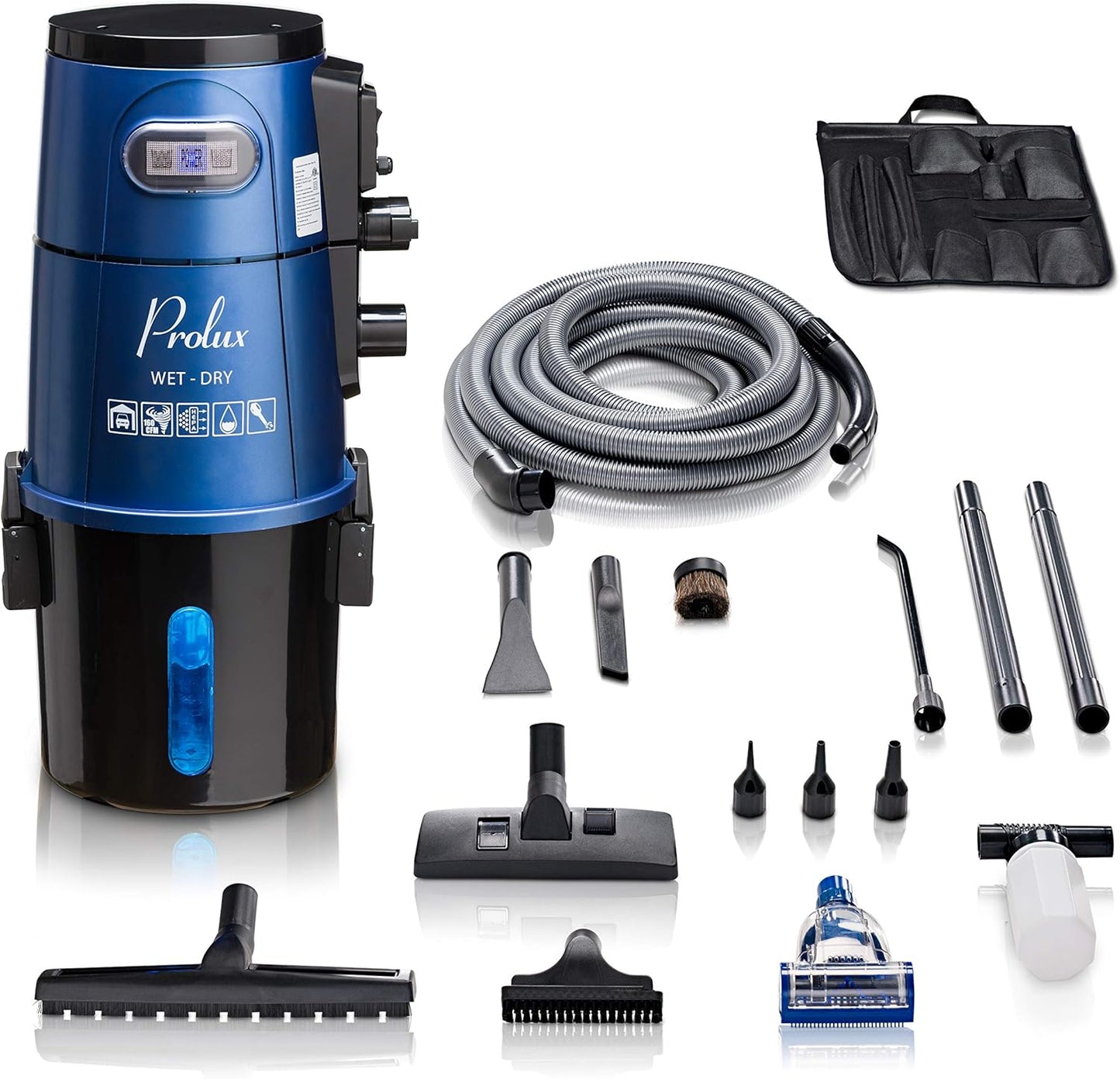 Prolux Professional Shop Blue Wall Mounted Garage Vac, Wet Dry Pick Up