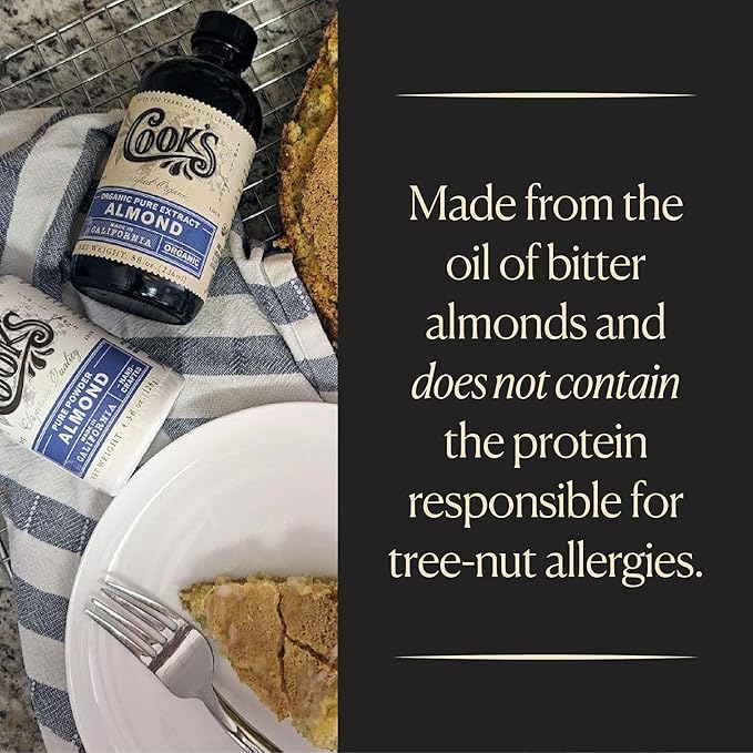 Cook’s, Pure Almond Extract for Baking, Cooking, and Mixology, Allergen Free Almond Flavoring Extract, 4 oz