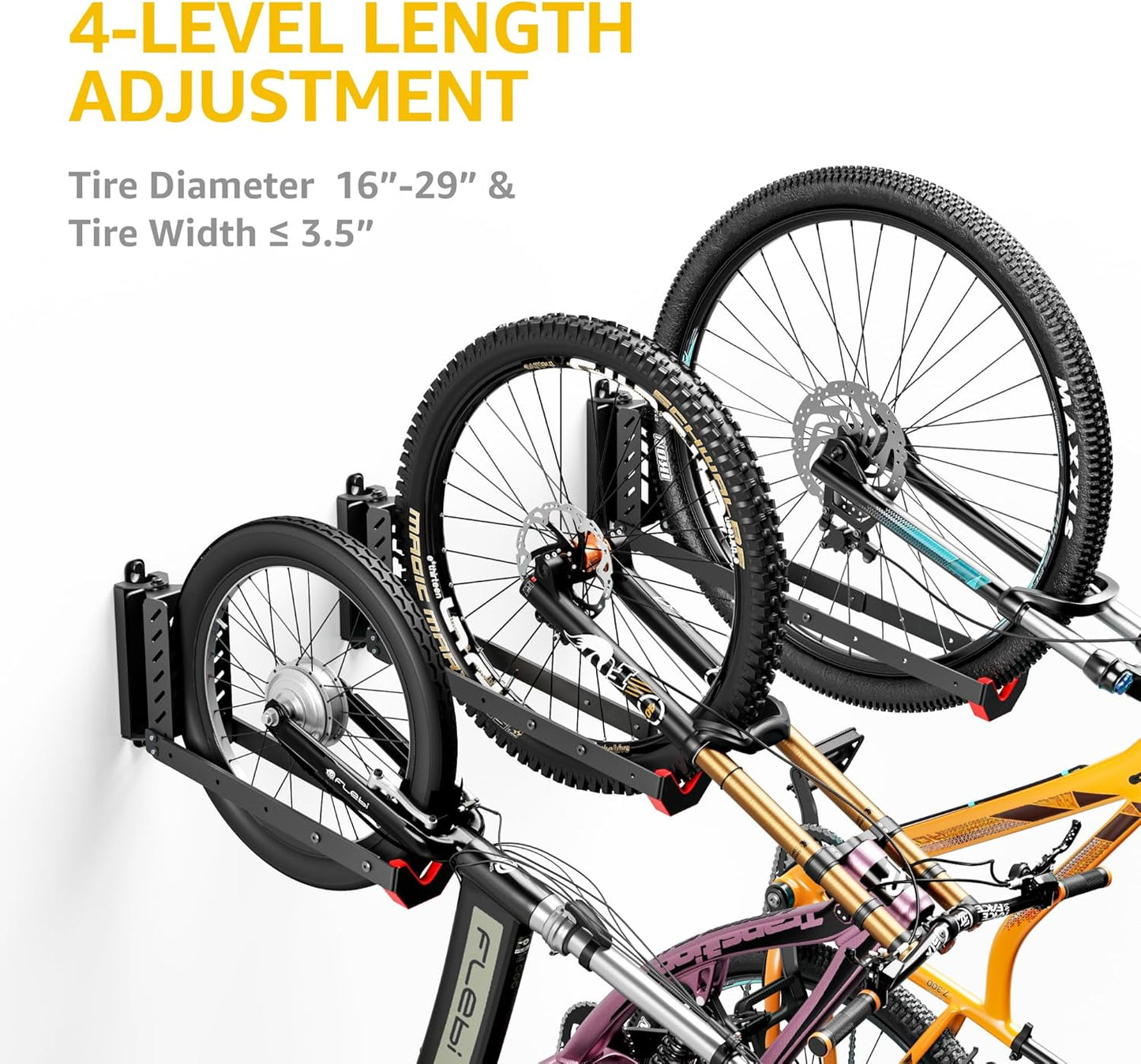 monTEK Swivel Bike Wall Mount, No Heavy Lifting Required Bike Wall Mount, Bike Hangers for Garage, Space-Saving Bike Rack Garage, Easy to Load and Unload, Bike Hanger Can Hold Up to 77 lbs, 2 Pack