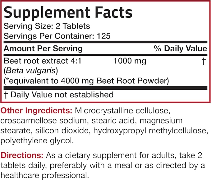 Bronson Beet Root Double Strength, Non-GMO, 250 Vegetarian Tablets