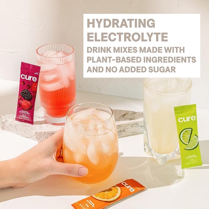 Cure Hydration | Plant-Based Electrolyte Drink Mix | No Added Sugar | Dehydration Relief Powder Made with Coconut Water | Non-GMO | Vegan | 28 Packets - Variety Pack