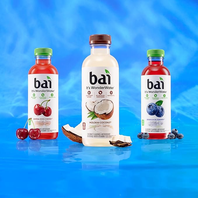 Bai Antioxidant Infused Water Beverage, Zambia Bing Cherry, with Vitamin C and No Artificial Sweeteners, 18 Fluid Ounce Bottle, 12 Pack