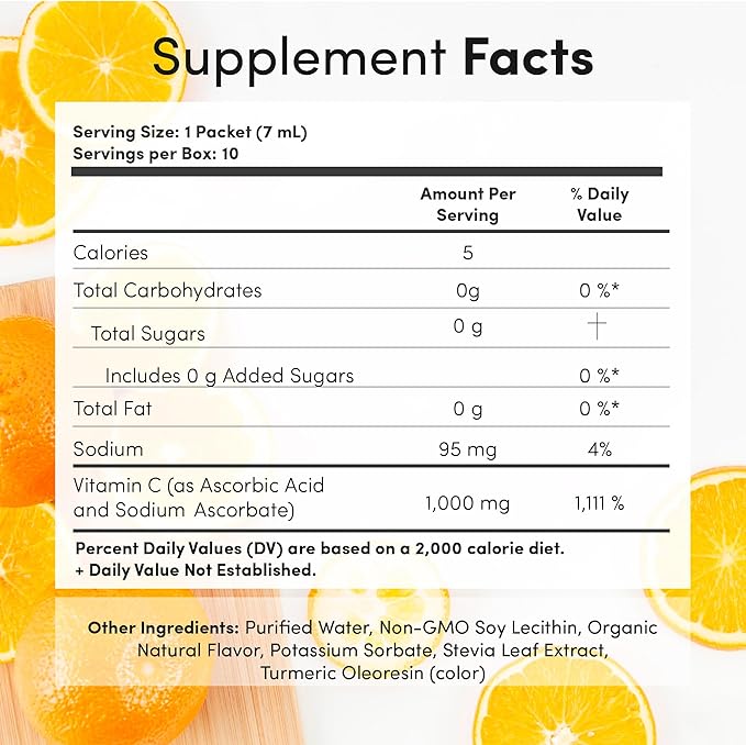 Aurora Nutrascience Micro-Pack Liposomal Vitamin C, Immune Support, 1,000 mg Per Serving, Vegan, Gluten Free, Non-GMO, 10 Single Serve Packets, Orange