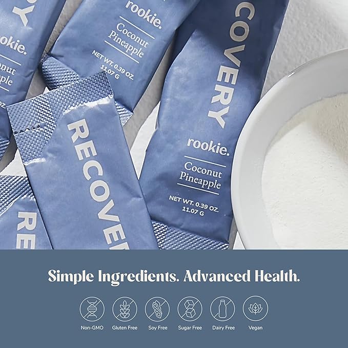Rookie Wellness Recovery BCAA - Electrolyte and BCAA Powder with 5 g of Branched Chain Amino Acids for Muscle Recovery, Electrolytes for Hydration, & Only 10 Calories (30 Servings, Watermelon Lime)