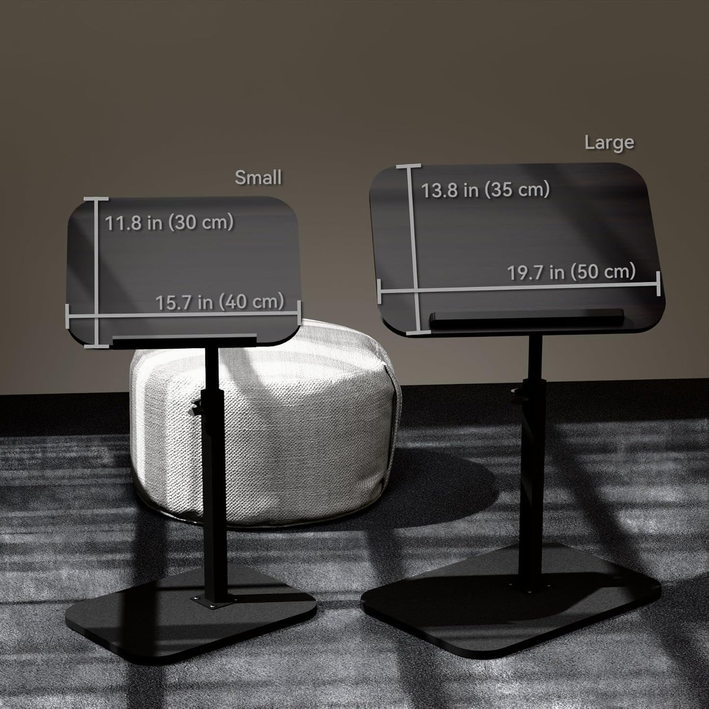 Foldable End Table,17"-31" Adjustable Height,Swivel and Turnable Desktop,TV Tray,Side Table for Small Spaces (Black, 15.7" x 11.8")