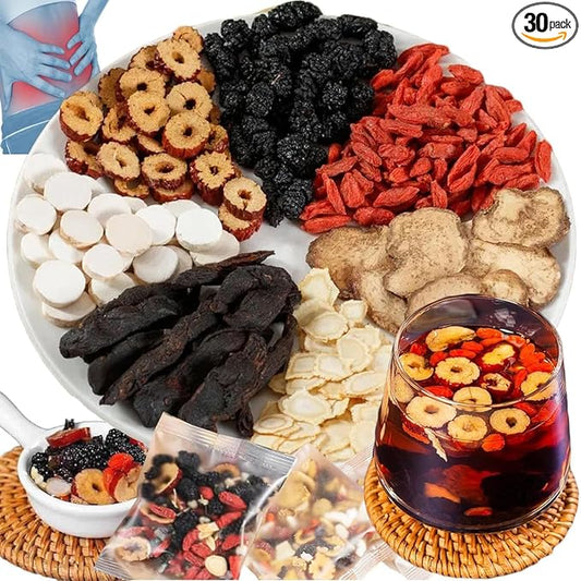 30 Pcs Ginseng Six Treasure Tea, Ginseng & Mulberry Herbal Tea, Turmeric Kidney Cleanse Detox & Repair Teabag, Mulberry Eight Treasure Teas for Liver Health