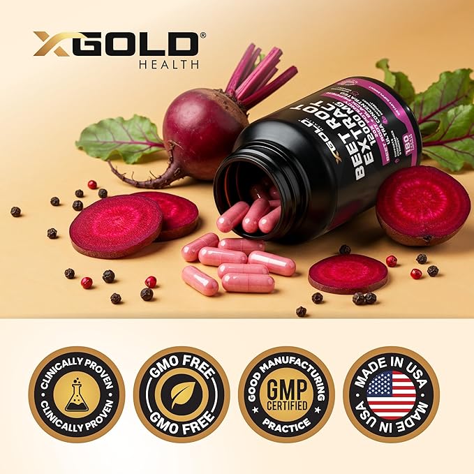 Beet Root Extract Capsules - 12000mg 20x Concentrated Beet Root Capsules Supplement w/Black Pepper - High Nitrates - Natural Nitric Oxide Booster - Highly Concentrated & Bioavailable -180 Veggie Caps
