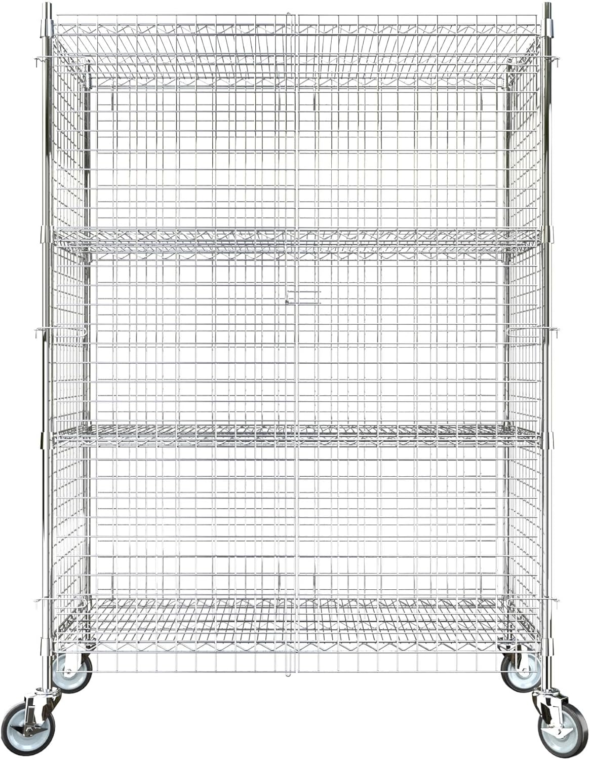 24"x48"x70" Metal Wire Chrome Security Heavy Duty Commercial NSF Certified Storage Unit | Mobile Wire Security Cage Kit