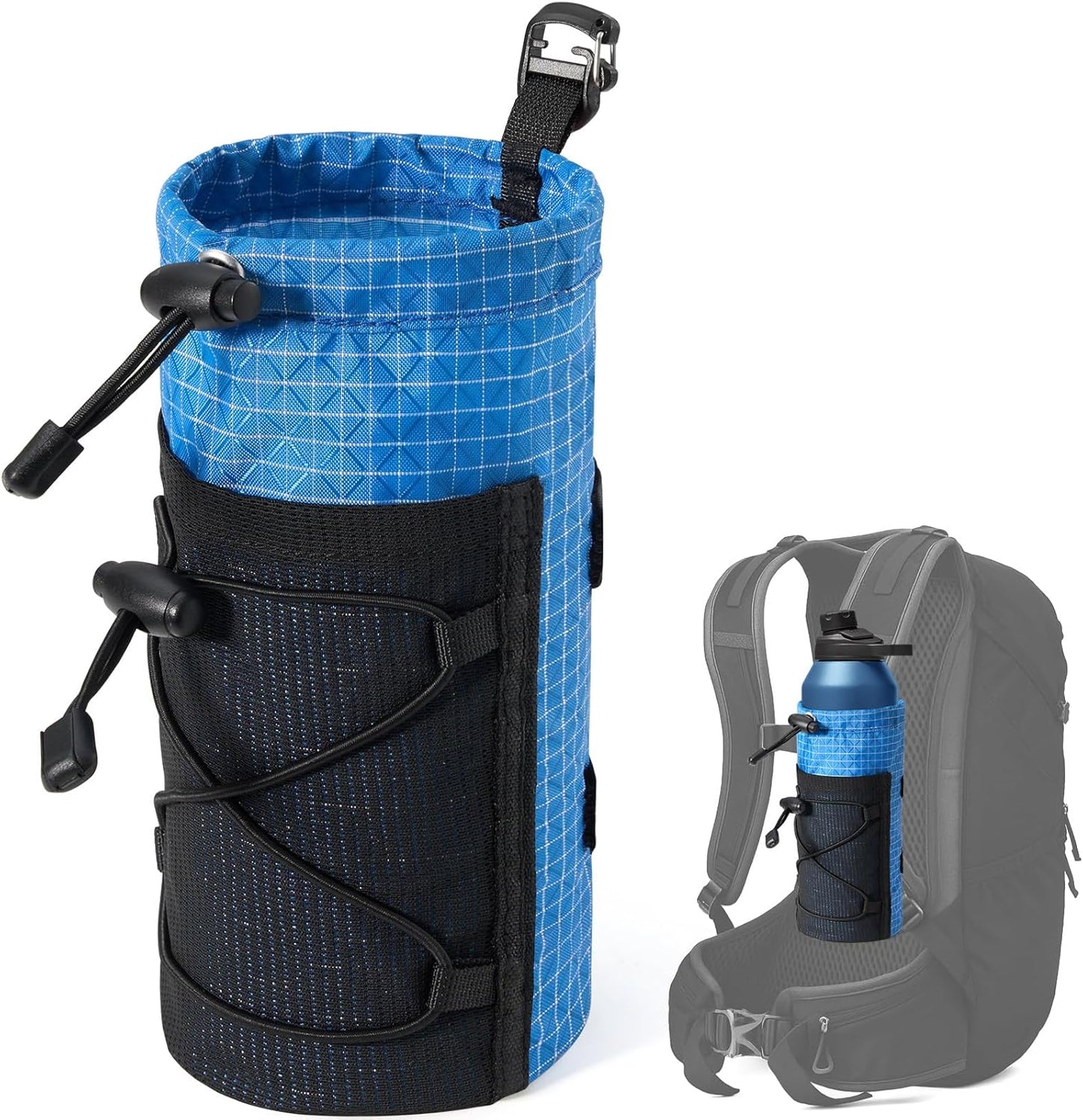 Large Water Bottle Holder Pouch Bag, Backpack Water Bottle Holder Mesh Bag Carrier Fits for 10-48oz Bottles, Heavy-Duty Water Bottles Holder Accessories for Hiking, Sports, Travel, Outdoor