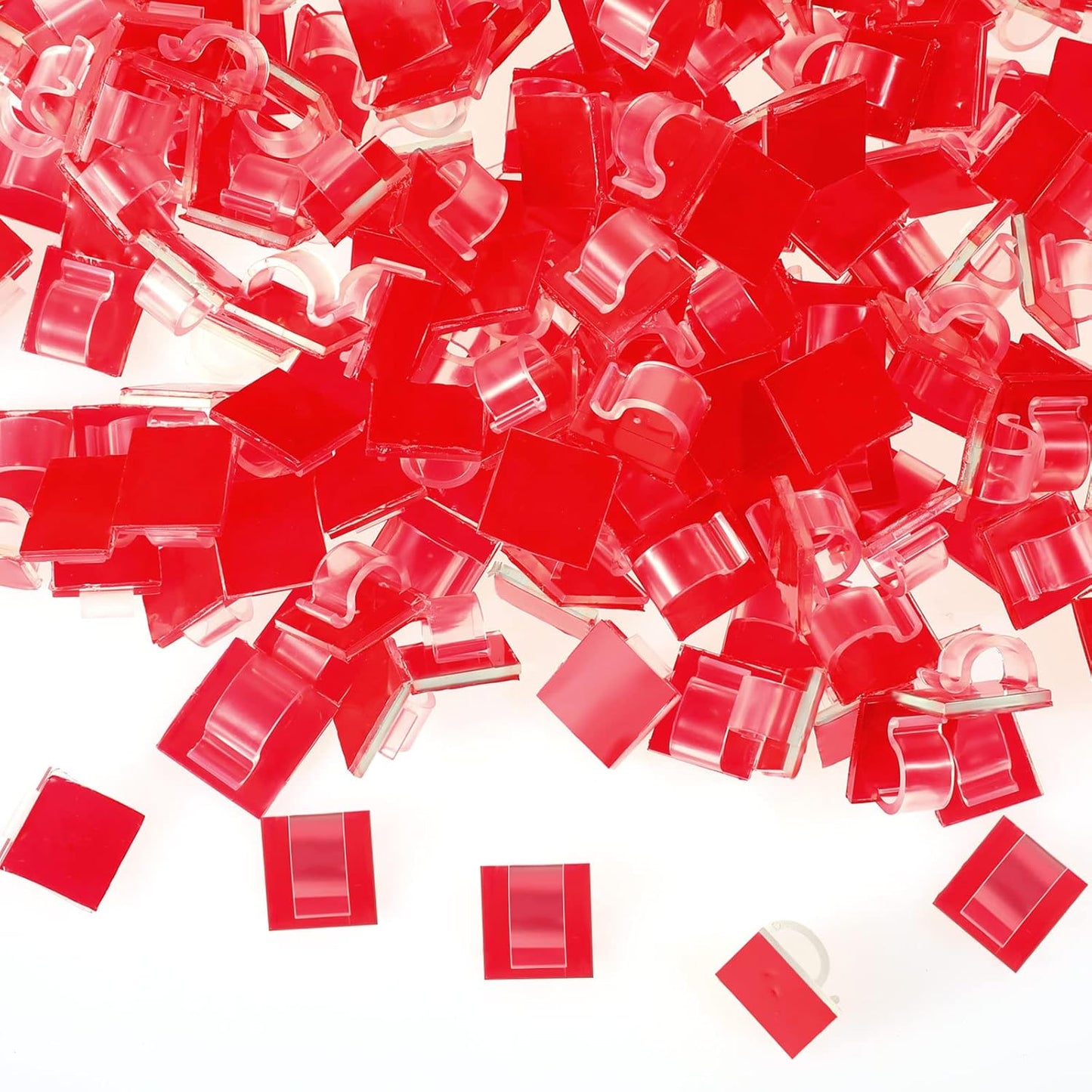 Namalu 60 Pieces Mini Cable Clips Hooks Christmas Light Clips Self Adhesive Light Hooks Cord Clips for Desk Outdoor String Lights(Large,Clear)