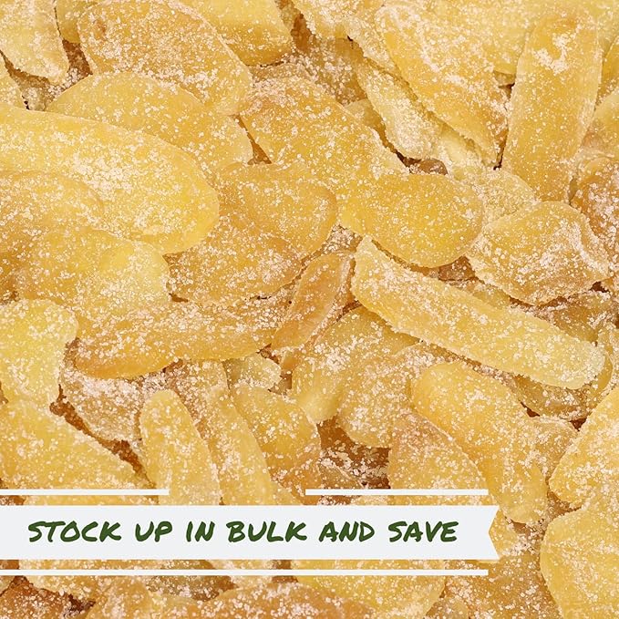 Crystallized Ginger Slices by It's Delish, 2 Lbs Bulk | Candied Dried Ginger Fruit Chews Natural Candy, Ginger Root with Sugar Crystals, Unsulphured, No Color Added - Healthy Snack, Vegan, Kosher