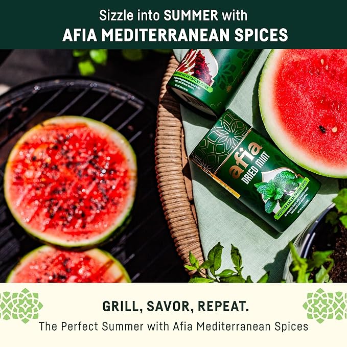 Afia - Dried Mint Seasoning | Dried Mint for Cooking, Mediterranean Pantry Spice for Middle Eastern Dishes, Meals and Cuisine | Premium Middle Eastern Spices (1pk, 0.7oz)