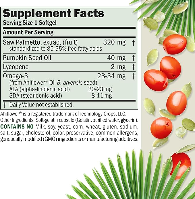 ANDREW LESSMAN Prostate Support Supplement for Men's Health, 180 Softgels, No Additives - Saw Palmetto for Men, Pumpkin Seed Oil, Lycopene, Omega-3 for Prostate Health, Urinary, Bladder Function