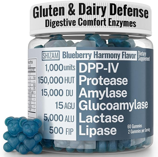 Gluten & Lactase Digestive Enzyme Gummies – Lactase Pancreatic Enzymes with DPP‑IV Lipase Gluco‑Amylase Lactase, Drops Chewables Capsules Pills Powder Supplement Alt, Pancreatic Support, for Kids