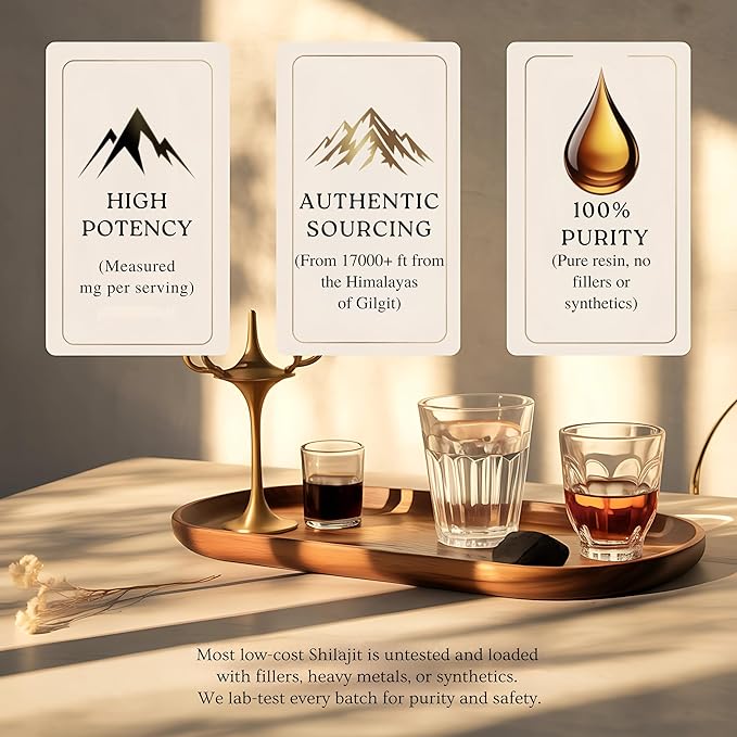 Gold Grade Himalayan Shilajit Resin For Men & Women | 500MG Max Potency | Lab Tested 100% Organic Shilajit With 85+ Trace Minerals & Fulvic Acid For Focus, Energy And Immunity 30 Gram