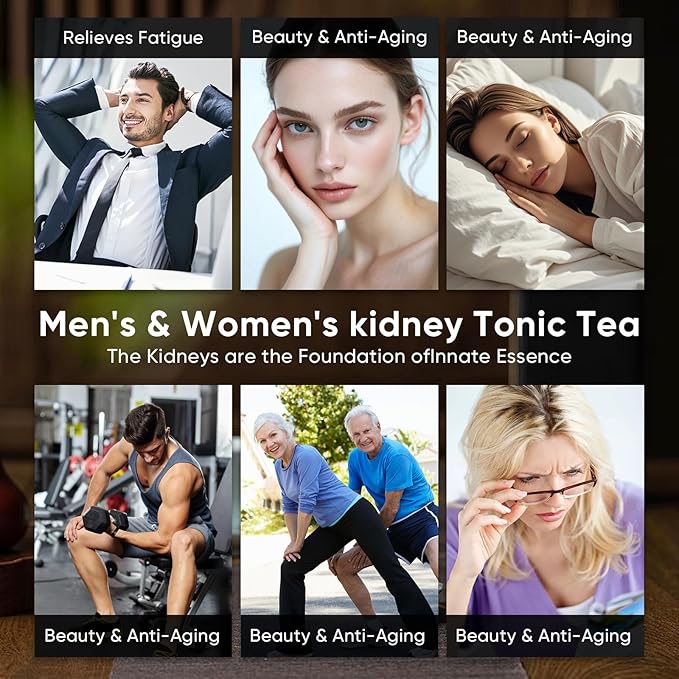 Kidney Tea Formula Ginseng Six Treasure Tea, 10 Precious Ingredients Formula, 260g/Box Ginseng Five Treasure Teabag, Chinese Herbal Teas Support Kidney and Live Health for Men Women (20 bags/2Box)