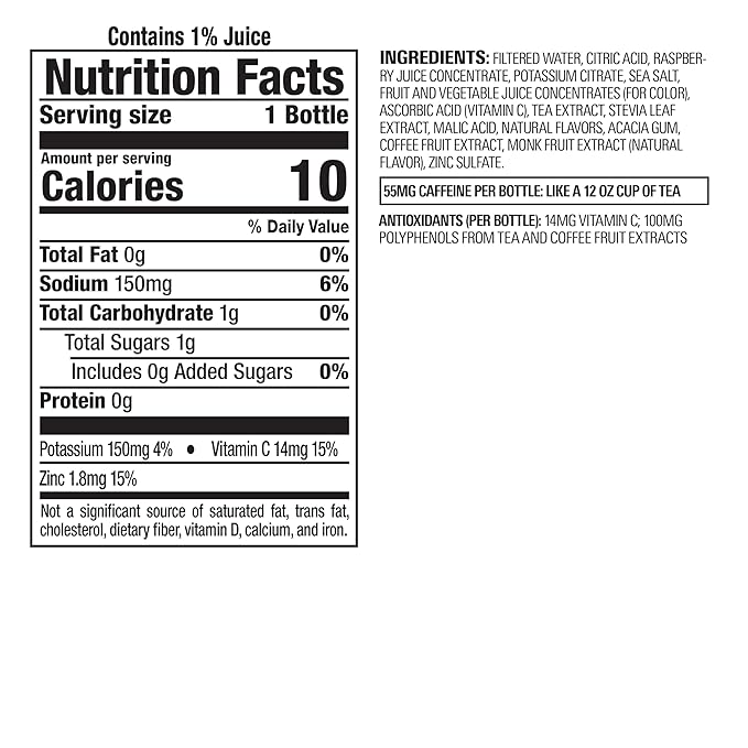 Bai Antioxidant Infused Water Beverage, Raspberry Lemon Lime, with Vitamin C and No Artificial Sweeteners, 18 Fluid Ounce Bottle, 12 Pack