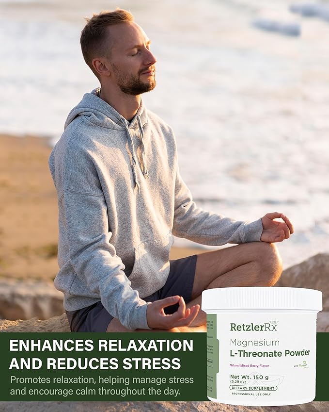 Magnesium L-Threonate Powder with Magtein - Brain-Supporting Magnesium Threonate Complex - Mixed Berry, Gluten-Free Supplement for Cognitive Health - 60 Servings
