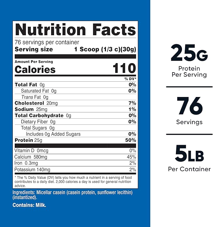 Nutricost Casein Protein Powder 5lb - Micellar Casein, Non-GMO, Gluten Free (Unflavored)