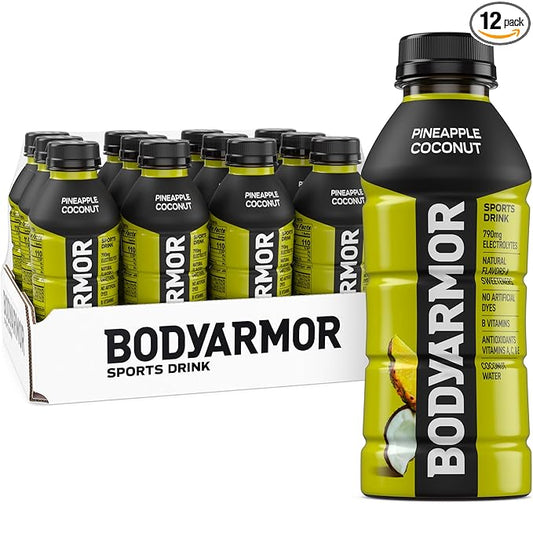 BODYARMOR Sports Drink Sports Beverage, Pineapple Coconut, Coconut Water Hydration, Natural Flavors With Vitamins, Potassium-Packed Electrolytes, Perfect For Athletes, 16 Fl Oz (Pack of 12)