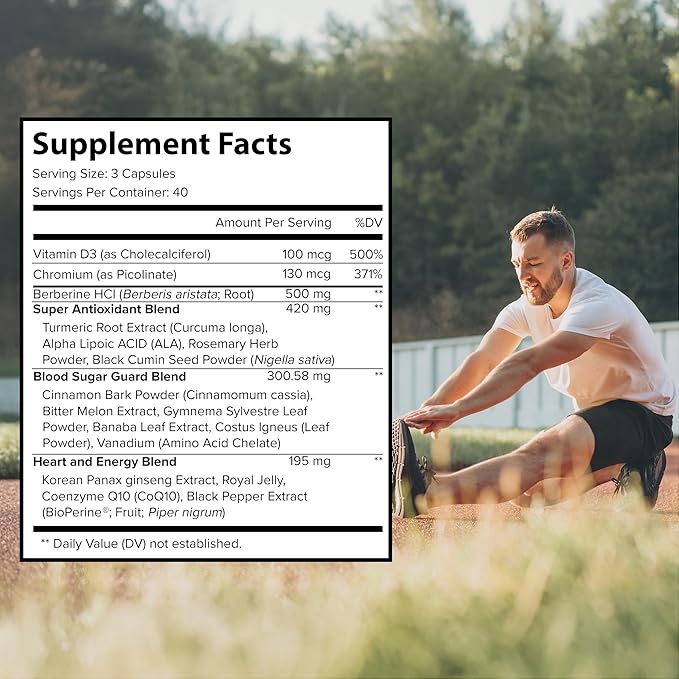 Extreme Berberine Plus with ALA, Coq10, Turmeric, Cinnamon, Bitter Melon, banaba Leaf, Korean Panax, Royal Jelly, and Other 21 Herbs for Healthy Blood Sugar and Overall Health and Immunity
