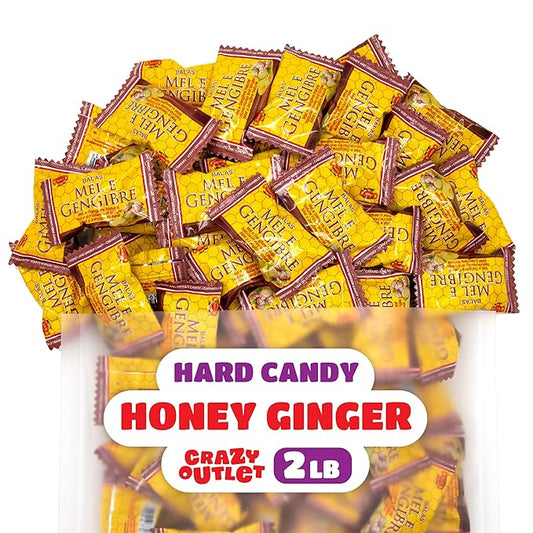 Honey Ginger Hard Candy - 2 Pound Bulk Pack (About 200 Count) - Individually Wrapped