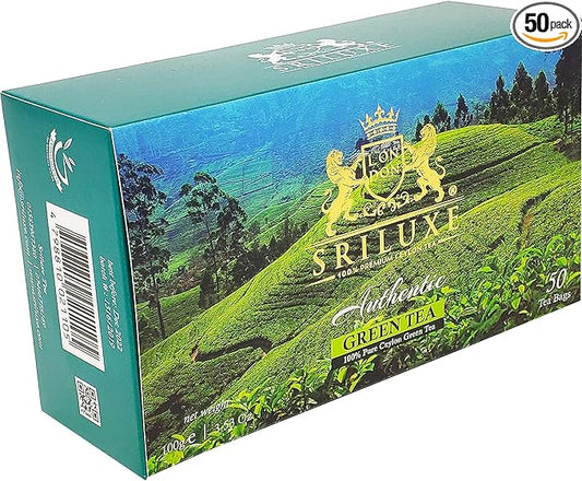 SRILUXE - Premium Quality Ceylon Green Tea Bags Exquisite Taste and Aroma | Brew Hot Tea, Iced Tea or Kombucha Tea (50 Teabags)