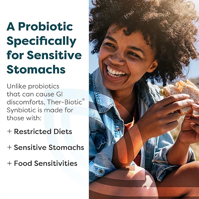 Klaire Labs SFI Health Ther-Biotic Synbiotic Prebiotics & Probiotics for Women & Men - Daily Probiotic with Low FODMAP Prebiotic - Gut, Immune, Respiratory & Digestive Health Support (60 Capsules)