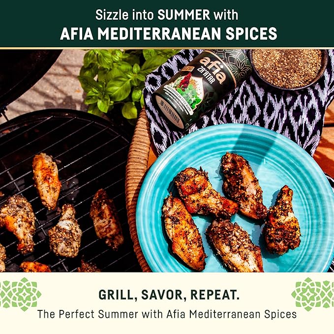 Afia - Za’atar Seasoning | Mediterranean Spice Blends for Manoushe, Flatbread, Hummus Seasoning | Premium Spice with Top Notes of Sesame Seeds, Sumac, Oregano (Za'atar 8oz)