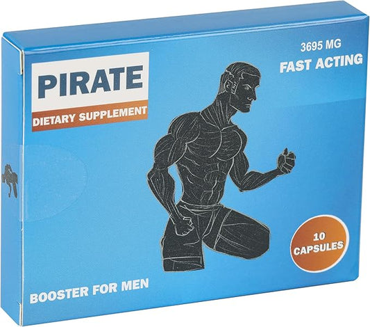 Pirate Male Supplement for Men – Fast-Acting Herbal Stamina & Energy Booster – Horny Goat Weed, Maca Root, Tongkat Ali, Muira Puama & Vitamin B6 – for Men’s Endurance, Vitality & Performance