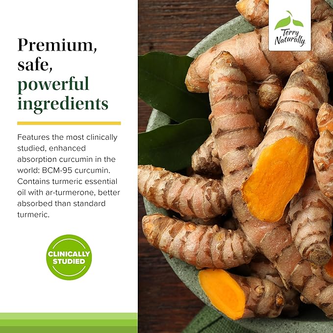 Terry Naturally Curamin Extra Strength - Curcumin & Boswellia Supplement for Healthy Circulation Support - Turmeric Supplement to Support Joints, Muscle Health & Endorphin Production - 120 Tablets