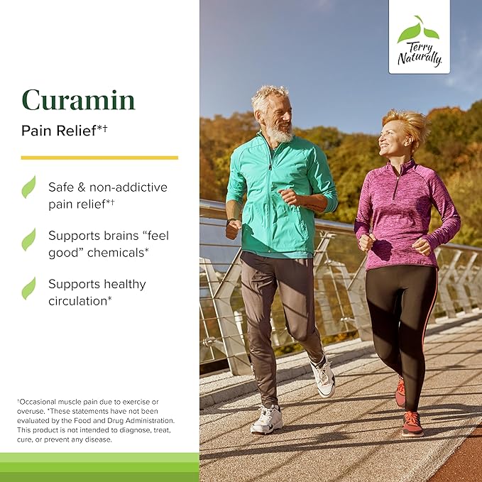 Terry Naturally Curamin - Curcumin Supplement for Circulation & Endorphin Support - Support for Occasional Discomfort - Aids Healthy Muscles - 120 Capsules (Pack of 2)